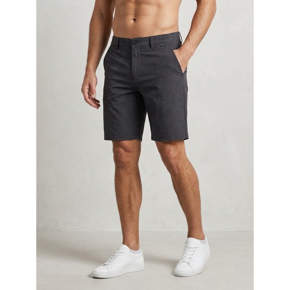 TravisMathew Shorts Men 36 Beck Performance Hybrid Stretch Heathered Grey
